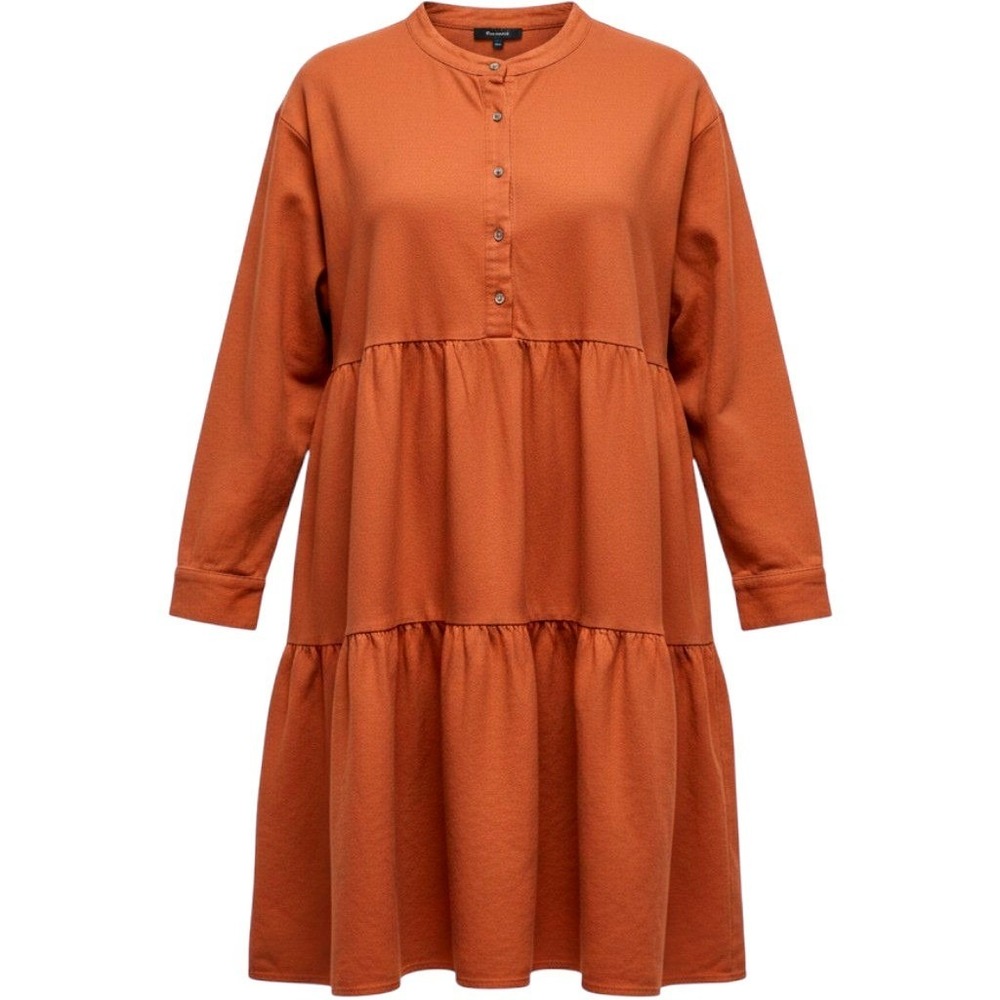 Madewell Tiered Mini Dress Rust Orange Long Sleeve Button Front Twill XXL Texas